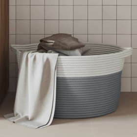 Cesta de almacenaje algodón gris y blanco Ø40x25 cm de , Cestas - Ref: Foro24-358461, Precio: 18,99 €, Descuento: %