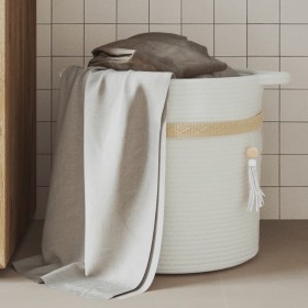 White cotton storage basket Ø38x36 cm by , Baskets - Ref: Foro24-358477, Price: 23,35 €, Discount: %