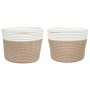 Storage baskets 2 pcs brown and white cotton Ø24x18 cm by , Baskets - Ref: Foro24-358456, Price: 20,42 €, Discount: %