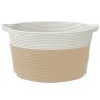 Beige and white cotton storage basket Ø40x25 cm by , Baskets - Ref: Foro24-358463, Price: 19,67 €, Discount: %