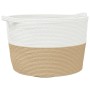 Beige-weißer Wäschekorb aus Baumwolle, Ø60x36 cm von , Wäschekörbe - Ref: Foro24-358475, Preis: 31,98 €, Rabatt: %