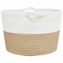 Cesta para ropa sucia algodón beige y blanco Ø60x36 cm de , Cestas para ropa - Ref: Foro24-358475, Precio: 29,52 €, Descuento: %