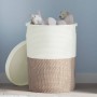 Brown and white cotton storage basket with lid Ø37x50 cm by , Baskets - Ref: Foro24-358480, Price: 53,49 €, Discount: %