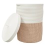 Brown and white cotton storage basket with lid Ø37x50 cm by , Baskets - Ref: Foro24-358480, Price: 53,99 €, Discount: %