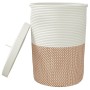 Brown and white cotton storage basket with lid Ø37x50 cm by , Baskets - Ref: Foro24-358480, Price: 53,99 €, Discount: %