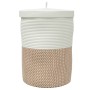 Brown and white cotton storage basket with lid Ø37x50 cm by , Baskets - Ref: Foro24-358480, Price: 53,49 €, Discount: %