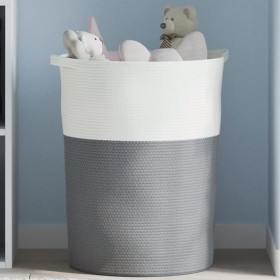 Gray and white cotton storage basket Ø49x65 cm by , Baskets - Ref: Foro24-358494, Price: 31,21 €, Discount: %