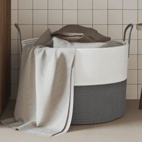 Cesta de almacenaje algodón gris y blanco Ø51x33 cm de , Cestas - Ref: Foro24-358489, Precio: 21,54 €, Descuento: %