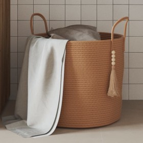 Brown cotton storage basket Ø40x35 cm by , Baskets - Ref: Foro24-358496, Price: 26,47 €, Discount: %