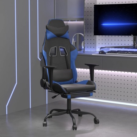 Massage Gaming Stuhl und Fußstütze Kunstleder schwarz blau von , Gaming-Stühle - Ref: Foro24-345411, Preis: 112,53 €, Rabatt: %