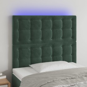 Headboard with LED lights dark green velvet 80x5x118/128 cm by , Headboards and footboards - Ref: Foro24-3122891, Price: 69,4...