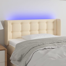 Cabecero con LED de tela crema 83x16x78/88 cm de , Cabeceros y pies de cama - Ref: Foro24-3123649, Precio: 51,99 €, Descuento: %