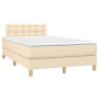 Box spring bed with mattress and LED cream fabric 120x200 cm by , Beds and slatted bases - Ref: Foro24-3134026, Price: 399,34...