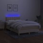 Box spring bed with mattress and LED cream fabric 120x200 cm by , Beds and slatted bases - Ref: Foro24-3134026, Price: 399,34...