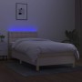 Box spring bed with mattress and LED cream fabric 100x200 cm by , Beds and slatted bases - Ref: Foro24-3134018, Price: 342,94...