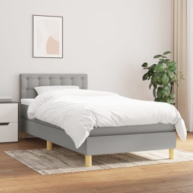 Box spring bed with light gray fabric mattress 80x200 cm by , Beds and slatted bases - Ref: Foro24-3140889, Price: 267,31 €, ...