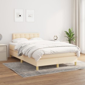 Cama box spring con colchón tela color crema 120x200 cm de , Camas y somieres - Ref: Foro24-3140926, Precio: 381,91 €, Descue...