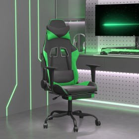 Gaming chair with footrest in black and green synthetic leather by , Gaming chairs - Ref: Foro24-3143656, Price: 112,53 €, Di...