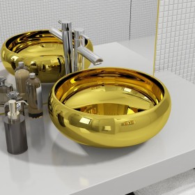 Washbasin 40x15 cm gold ceramic by vidaXL, Sinks - Ref: Foro24-143498, Price: 91,28 €, Discount: %