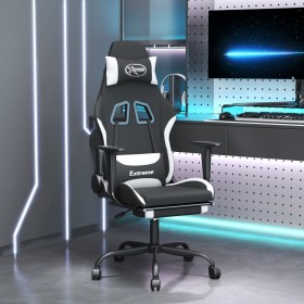 Gaming chair with black and white fabric footrest by , Gaming chairs - Ref: Foro24-3143730, Price: 139,63 €, Discount: %