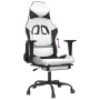 Gaming chair with footrest in white and black synthetic leather by , Gaming chairs - Ref: Foro24-3143663, Price: 138,53 €, Di...