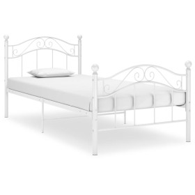 Estructura de cama de metal blanco 100x200 cm de , Camas y somieres - Ref: Foro24-324992, Precio: 114,56 €, Descuento: %