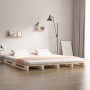 Cama de palets de madera maciza de pino 135x190 cm de , Camas y somieres - Ref: Foro24-821432, Precio: 143,99 €, Descuento: %