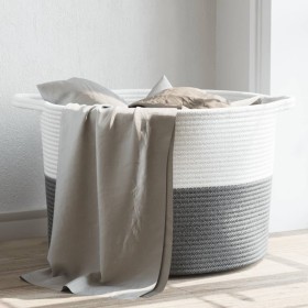 Cotton grey and white laundry basket Ø55x36 cm by , Laundry baskets - Ref: Foro24-358469, Price: 23,99 €, Discount: %