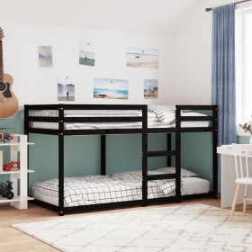 Solid black pine wood bunk bed 90x200 cm by , Beds and slatted bases - Ref: Foro24-3206506, Price: 232,16 €, Discount: %