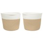 Cestas de almacenaje 2 uds algodón beige y blanco Ø24x18 cm de , Cestas - Ref: Foro24-358455, Precio: 19,24 €, Descuento: %