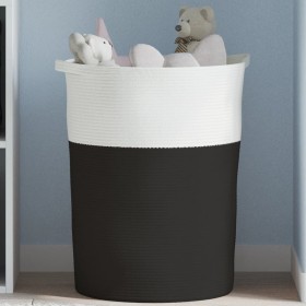 Black and white cotton storage basket Ø49x65 cm by , Baskets - Ref: Foro24-358495, Price: 35,54 €, Discount: %