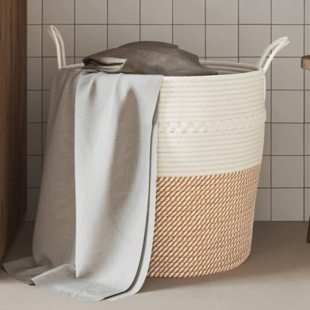 Brown and white cotton storage basket Ø43x38 cm by , Baskets - Ref: Foro24-358488, Price: 27,44 €, Discount: %