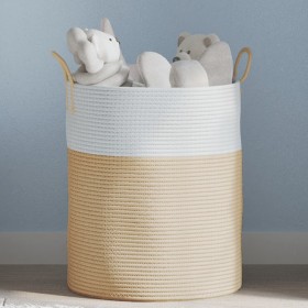 Beige and white cotton storage basket Ø38x46 cm by , Baskets - Ref: Foro24-358483, Price: 23,45 €, Discount: %