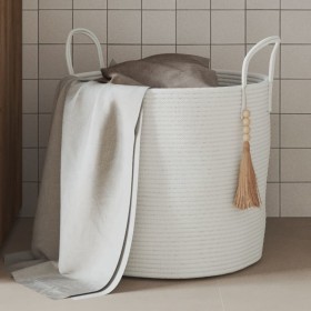 White cotton storage basket Ø40x35 cm by , Baskets - Ref: Foro24-358497, Price: 32,46 €, Discount: %