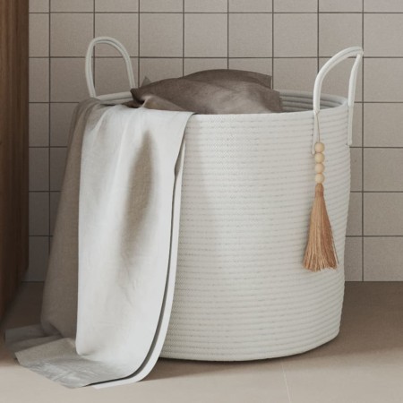 White cotton storage basket Ø40x35 cm by , Baskets - Ref: Foro24-358497, Price: 32,43 €, Discount: %