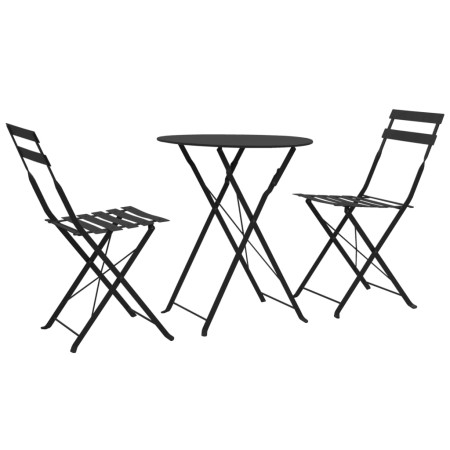 Garten-Bistrotisch und Stühle 3 Stück aus schwarzem Stahl von vidaXL, Gartensets - Ref: Foro24-44356, Preis: 93,01 €, Rabatt: %