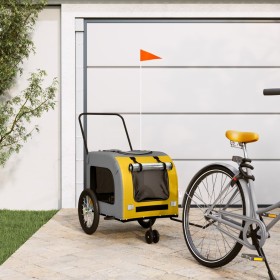 Pet Bicycle Trailer Iron Oxford Cloth Yellow Gray by , pet strollers - Ref: Foro24-93854, Price: 96,99 €, Discount: %