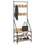 Garderobe mit Schuhregal aus Sonoma-Eiche 72x34x184 cm von , Kommoden-Organizer und Bar-Kleiderbügel - Ref: Foro24-837828, Pr...