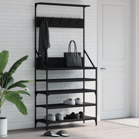 Coat rack with black shoe rack 90x34x184 cm by , Dresser Organizers and Bar Hangers - Ref: Foro24-837877, Price: 101,99 €, Di...