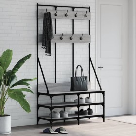 Sonoma gray coat rack with shoe rack 100x40x184 cm by , Dresser Organizers and Bar Hangers - Ref: Foro24-837840, Price: 110,9...