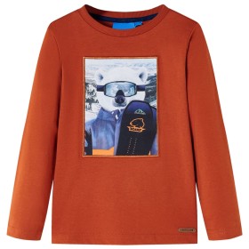 Children's long-sleeved t-shirt in light brick color 116 by , Kids T-shirts - Ref: Foro24-13141, Price: 8,99 €, Discount: %