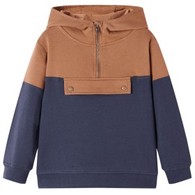 Kinder-Kapuzenpullover mit halbem Reißverschluss, Anthrazit-Cognac 140 von , Kinder-T-Shirts - Ref: Foro24-13478, Preis: 17,9...