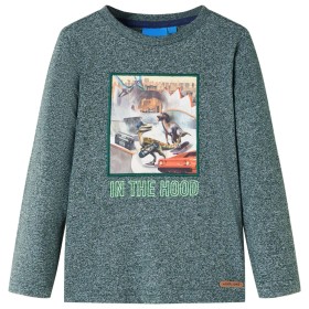 Camiseta infantil de manga larga verde oscuro mélange 140 de , Camisetas para niños - Ref: Foro24-12828, Precio: 8,99 €, Desc...