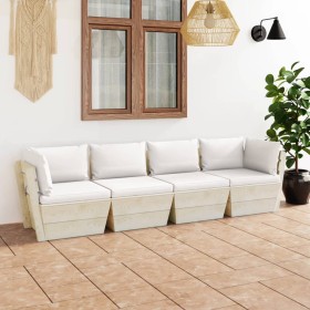 4-Sitzer-Gartensofa aus Paletten mit Kissen aus Tannenholz von vidaXL, Gartensets - Ref: Foro24-3063446, Preis: 451,25 €, Rab...