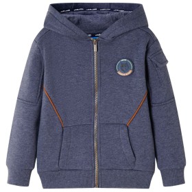 Children's sweatshirt with hood and zipper dark blue mélange 140 by , Kids T-shirts - Ref: Foro24-12953, Price: 14,63 €, Disc...