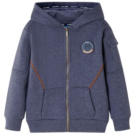 Sudadera infantil con capucha y cremallera azul oscuro mélange 116 de , Camisetas para niños - Ref: Foro24-12951, Precio: 17,...