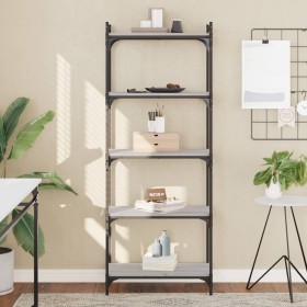 Sonoma gray engineered wood 5-shelf bookcase 60x30x154 cm by , Bookcases and shelves - Ref: Foro24-837660, Price: 63,99 €, Di...