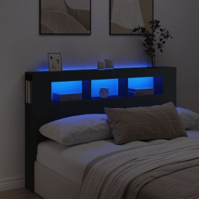 Headboard with LED black engineered wood 160x18.5x103.5 cm by , Headboards and footboards - Ref: Foro24-837352, Price: 95,60 ...