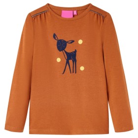 Camiseta infantil de manga larga color coñac 128 de , Camisetas para niños - Ref: Foro24-13527, Precio: 9,99 €, Descuento: %