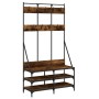 Coat rack with smoked oak shoe rack 100x40x184 cm by , Dresser Organizers and Bar Hangers - Ref: Foro24-837839, Price: 97,57 ...